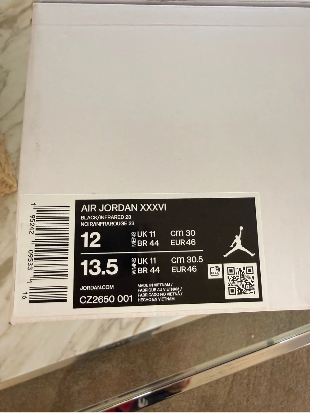 Jordan• XXXVI in Black, Infrared 23